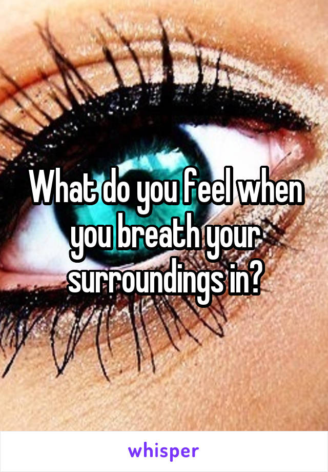 What do you feel when you breath your surroundings in?