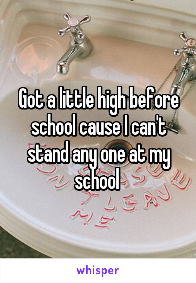 Got a little high before school cause I can't stand any one at my school 