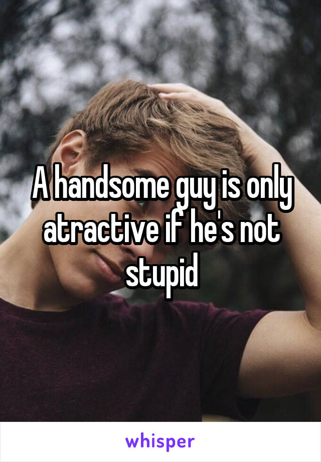 A handsome guy is only atractive if he's not stupid