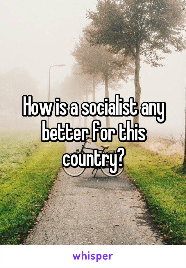 How is a socialist any better for this country?