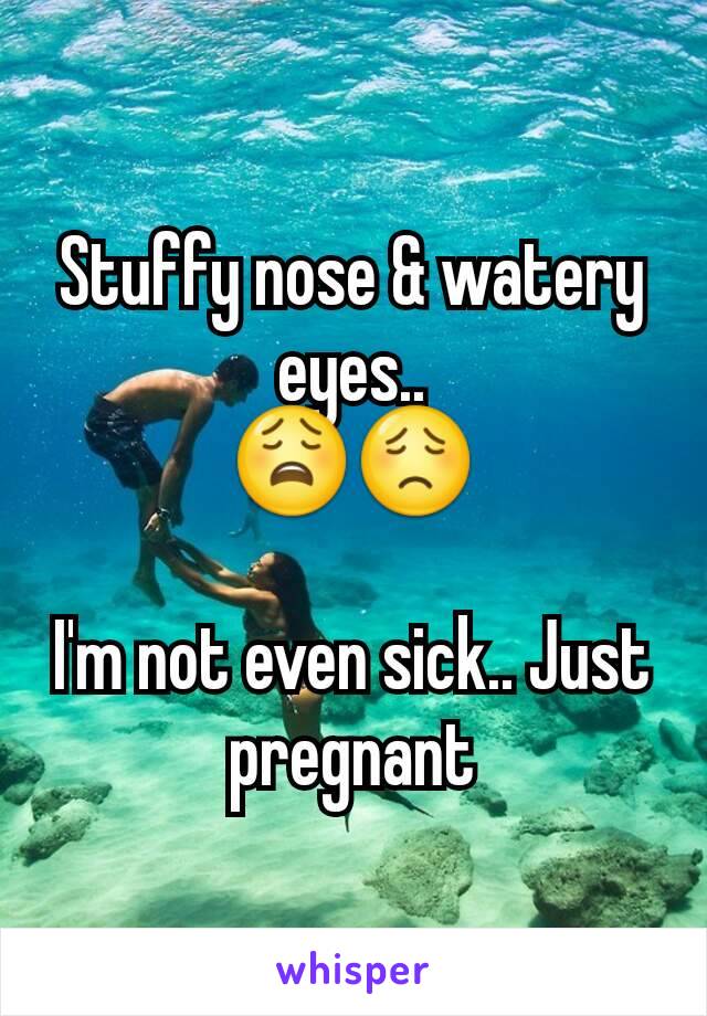 Stuffy nose & watery eyes..
😩😟

I'm not even sick.. Just pregnant