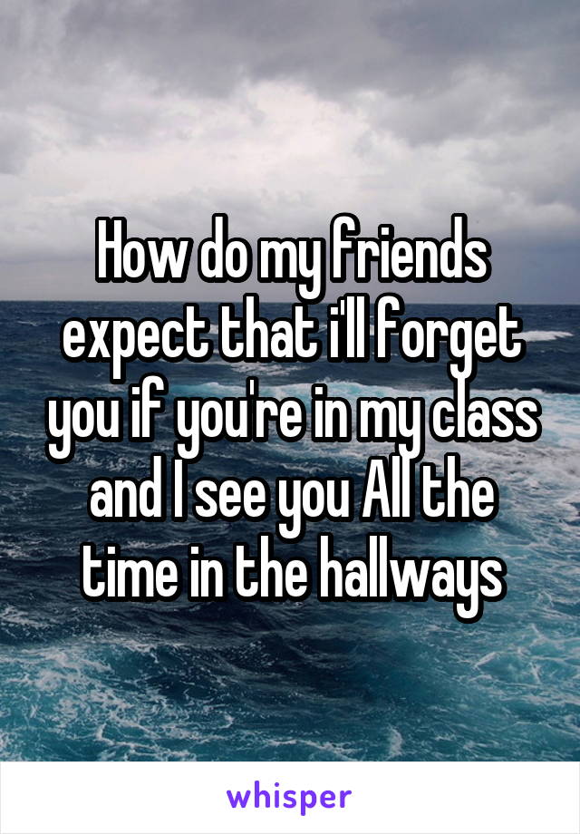 How do my friends expect that i'll forget you if you're in my class and I see you All the time in the hallways