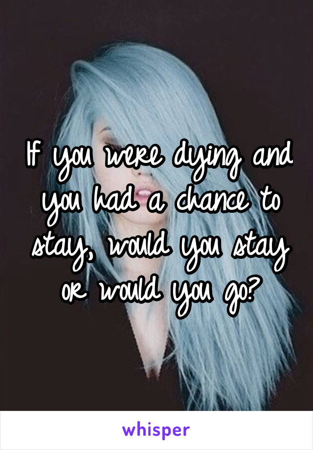 If you were dying and you had a chance to stay, would you stay or would you go?