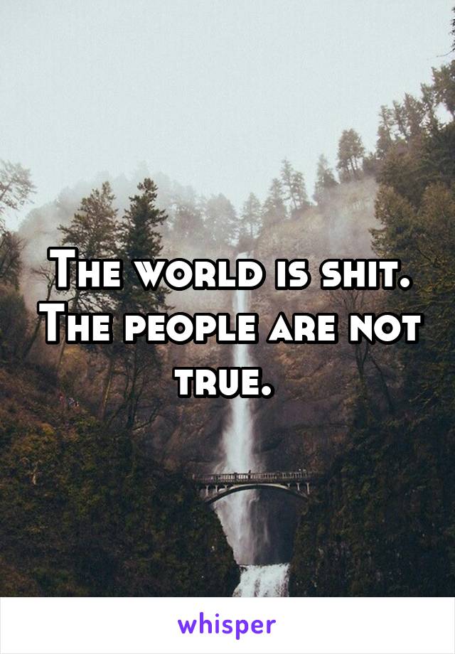 The world is shit. The people are not true. 