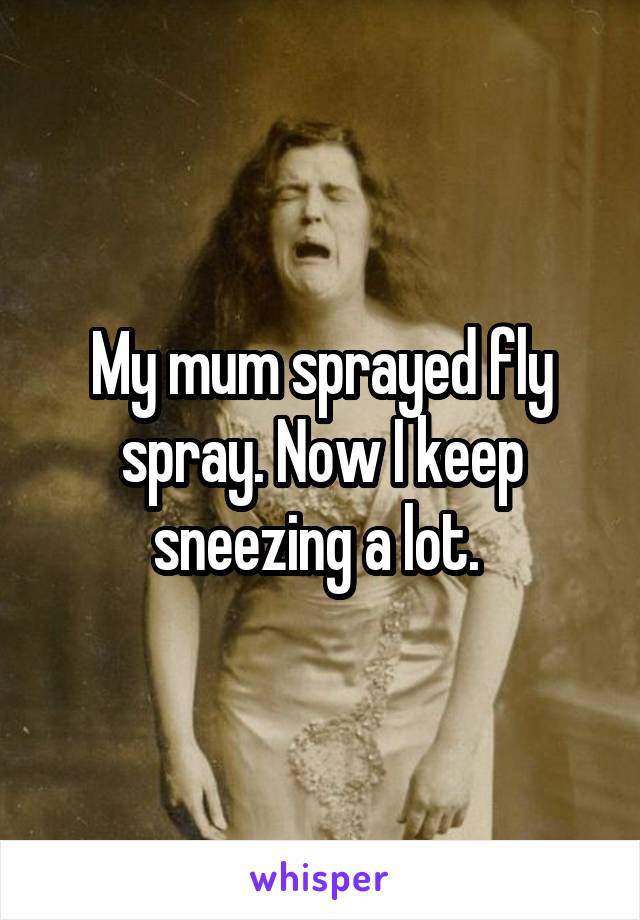 My mum sprayed fly spray. Now I keep sneezing a lot. 