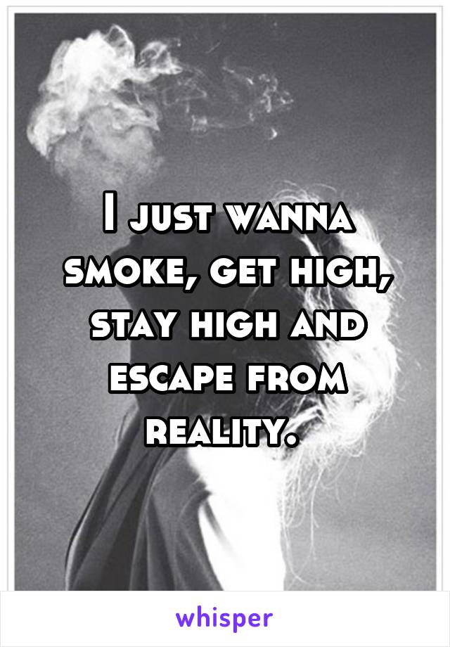 I just wanna smoke, get high, stay high and escape from reality. 