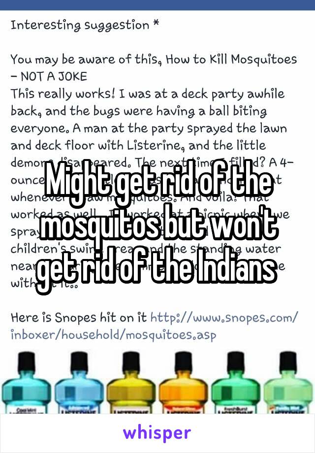 Might get rid of the mosquitos but won't get rid of the Indians 