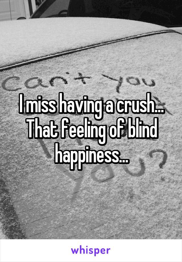 I miss having a crush...
That feeling of blind happiness...