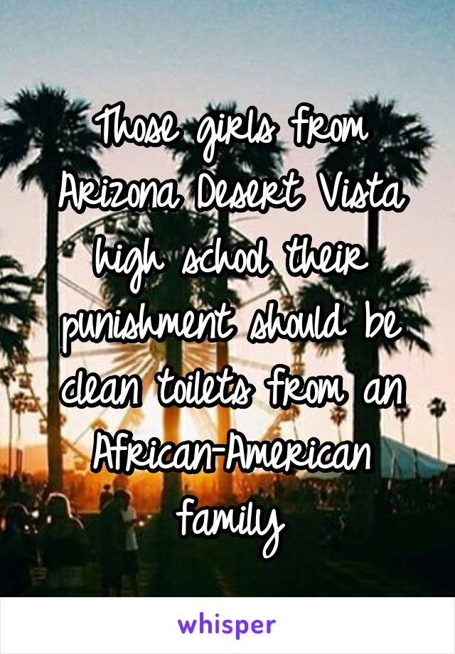 Those girls from Arizona Desert Vista high school their punishment should be clean toilets from an African-American family