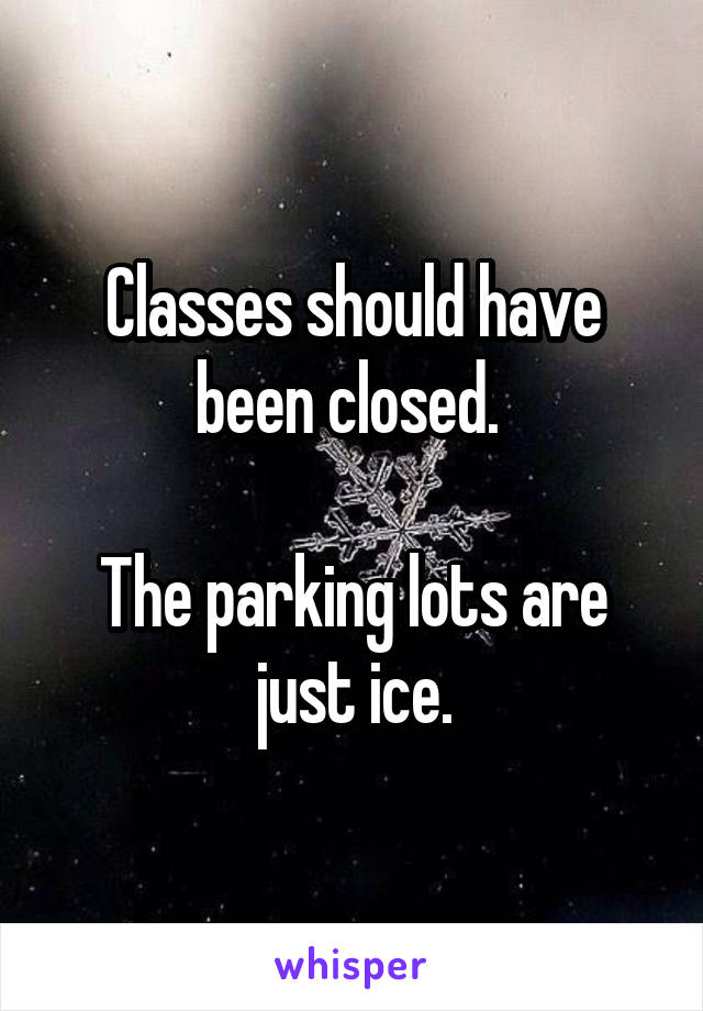 Classes should have been closed. 

The parking lots are just ice.