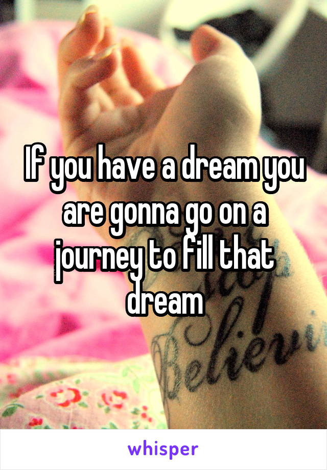 If you have a dream you are gonna go on a journey to fill that dream