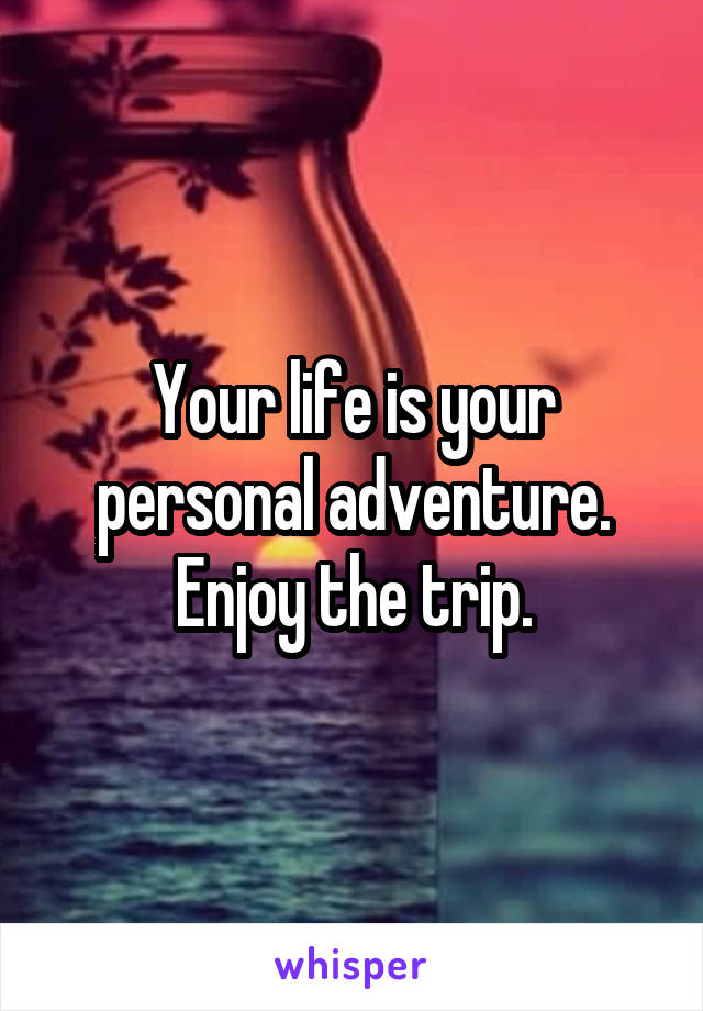 Your life is your personal adventure.
Enjoy the trip.