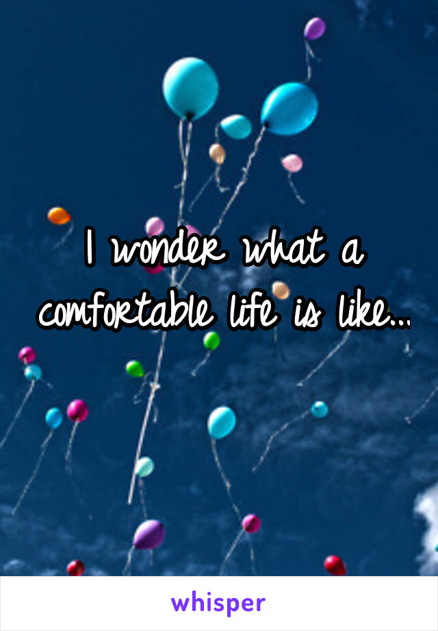 I wonder what a comfortable life is like... 