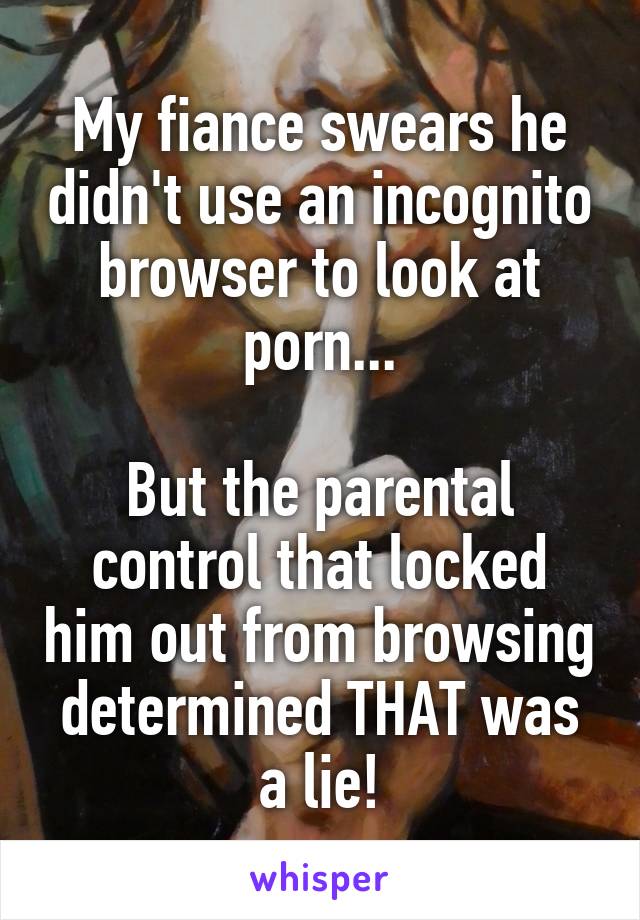 My fiance swears he didn't use an incognito browser to look at porn...

But the parental control that locked him out from browsing determined THAT was a lie!