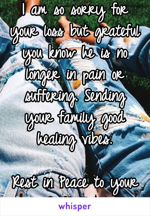 I am so sorry for your loss but grateful you know he is no longer in pain or suffering. Sending your family good healing vibes.

Rest in Peace to your Dad! ♡☆