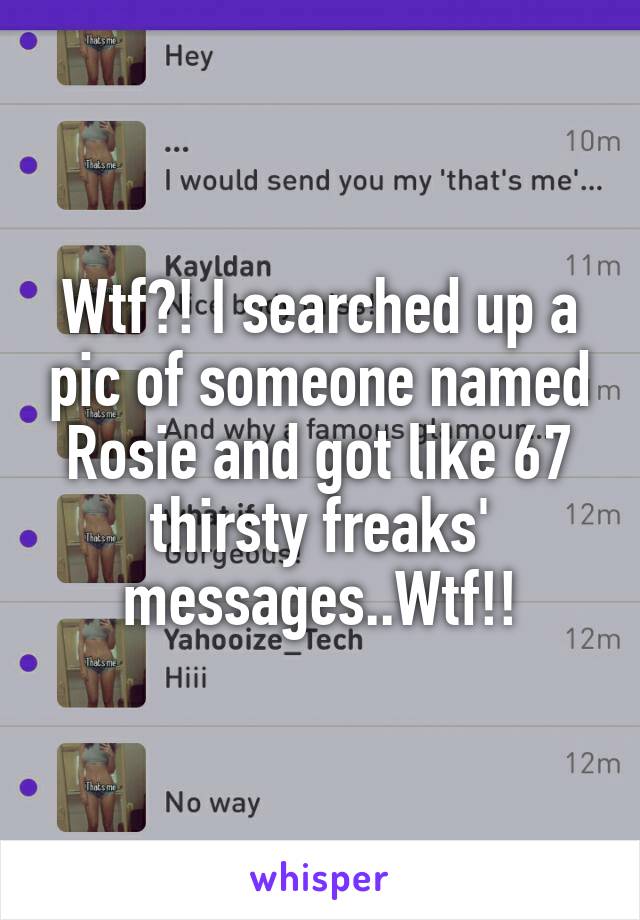 Wtf?! I searched up a pic of someone named Rosie and got like 67 thirsty freaks' messages..Wtf!!