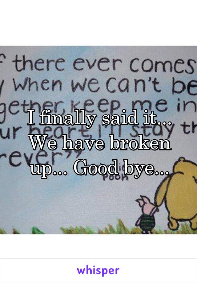 I finally said it... We have broken up... Good bye...