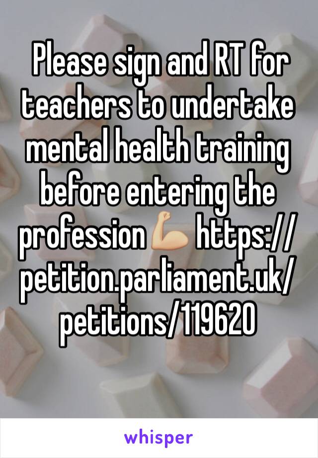  Please sign and RT for teachers to undertake mental health training before entering the profession💪🏼 https://petition.parliament.uk/petitions/119620

