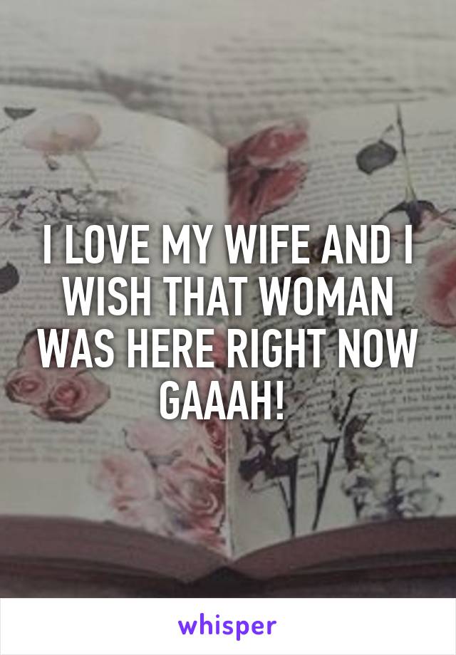 I LOVE MY WIFE AND I WISH THAT WOMAN WAS HERE RIGHT NOW GAAAH! 