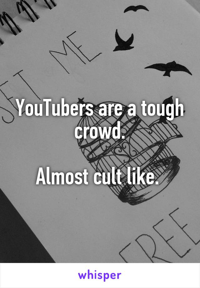 YouTubers are a tough crowd.

Almost cult like. 