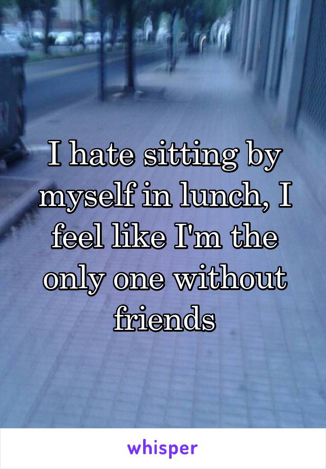 I hate sitting by myself in lunch, I feel like I'm the only one without friends