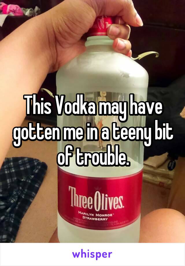 This Vodka may have gotten me in a teeny bit of trouble.