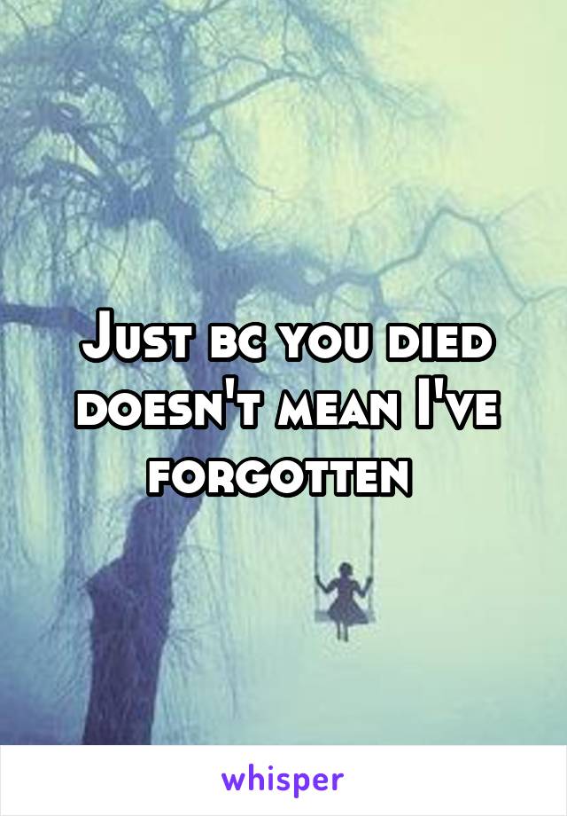 Just bc you died doesn't mean I've forgotten 