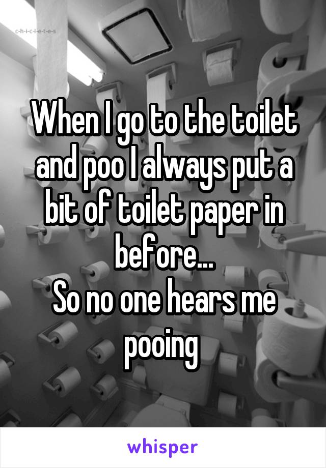 When I go to the toilet and poo I always put a bit of toilet paper in before...
So no one hears me pooing 