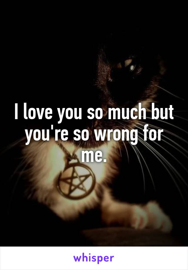 I love you so much but you're so wrong for me.