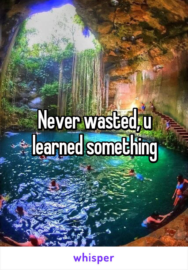 Never wasted, u learned something