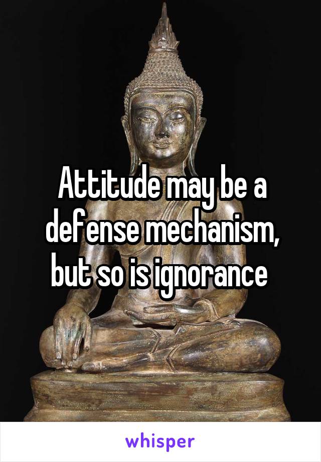 Attitude may be a defense mechanism, but so is ignorance 