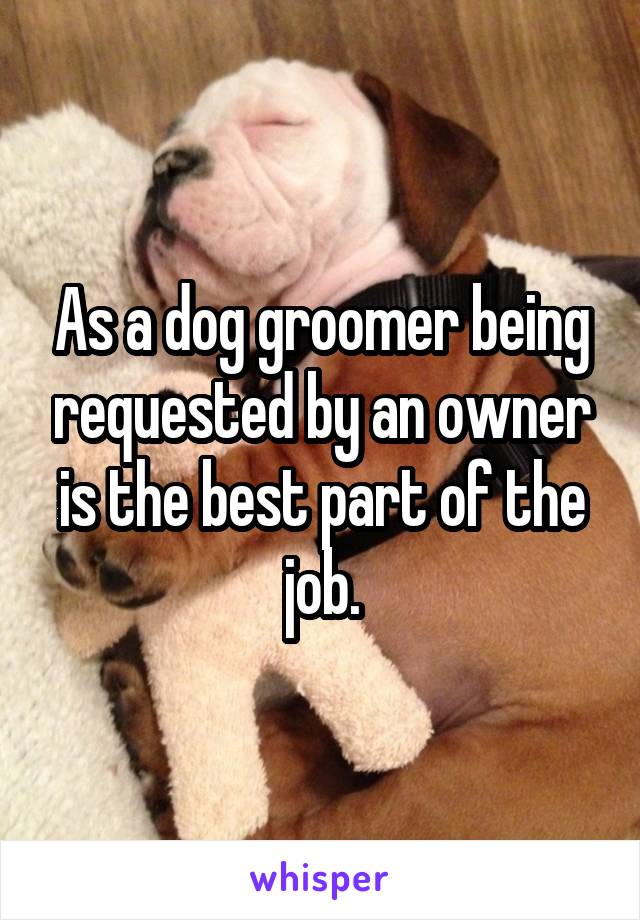 As a dog groomer being requested by an owner is the best part of the job.