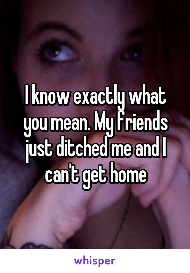 I know exactly what you mean. My friends just ditched me and I can't get home