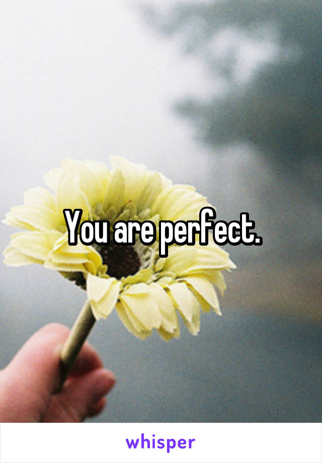 You are perfect.