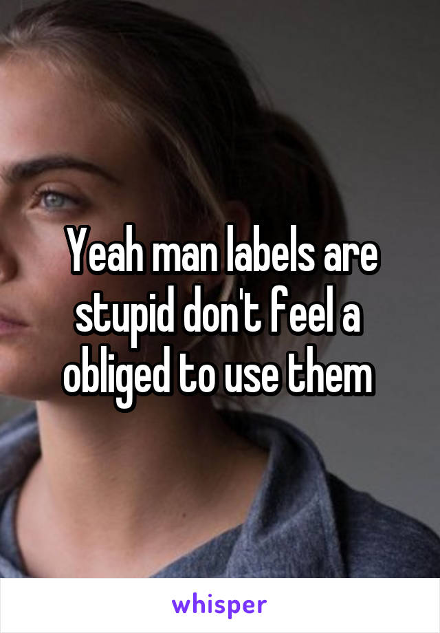 Yeah man labels are stupid don't feel a  obliged to use them 