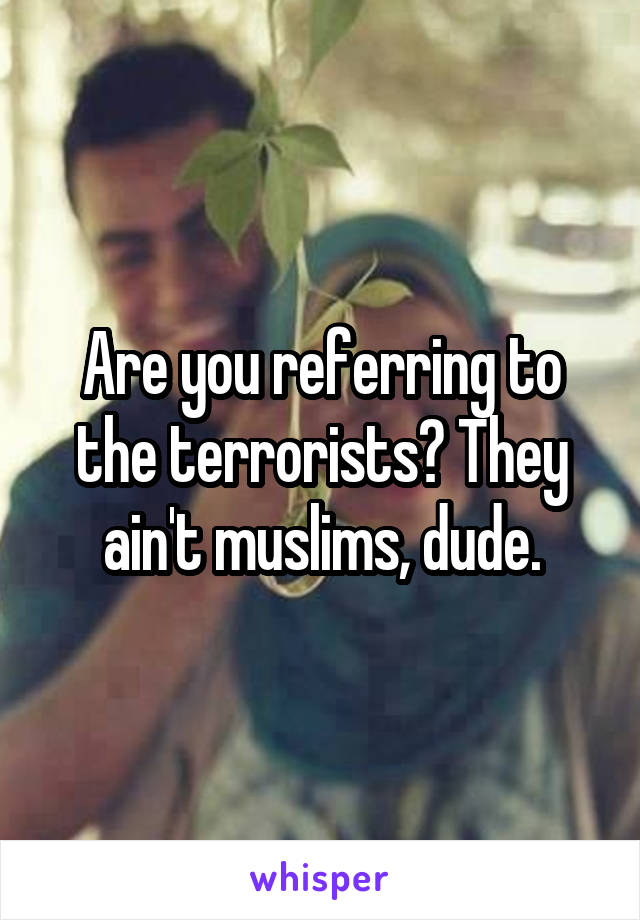 Are you referring to the terrorists? They ain't muslims, dude.