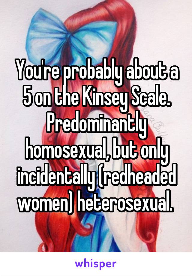 You're probably about a 5 on the Kinsey Scale. Predominantly homosexual, but only incidentally (redheaded women) heterosexual. 