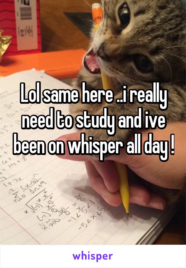Lol same here ..i really need to study and ive been on whisper all day ! 