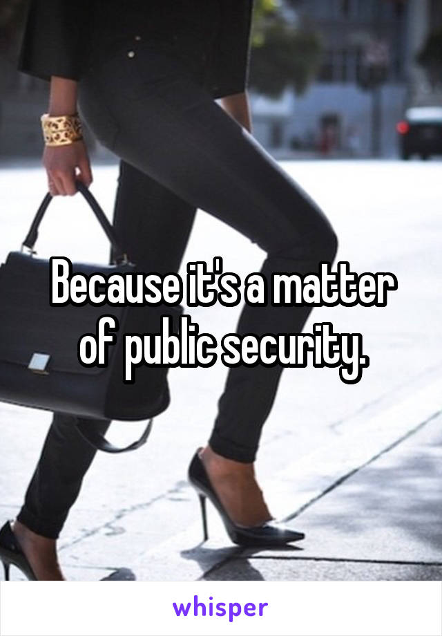 Because it's a matter of public security.