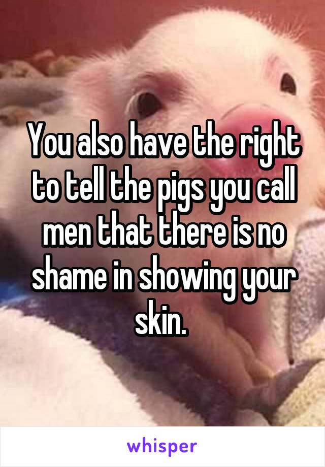 You also have the right to tell the pigs you call men that there is no shame in showing your skin. 