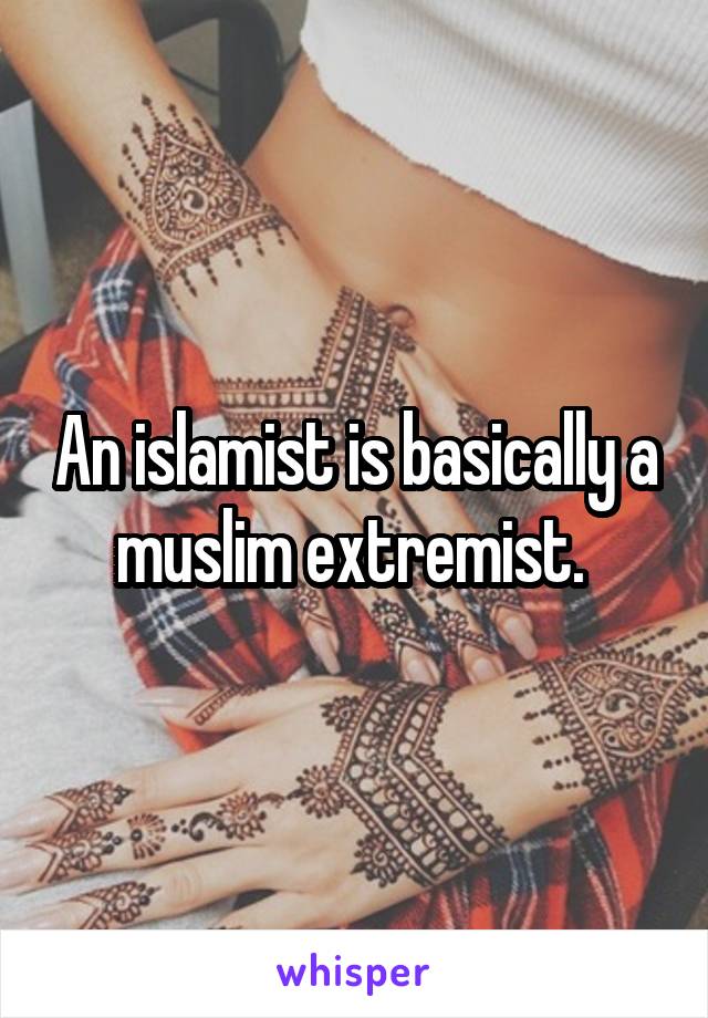 An islamist is basically a muslim extremist. 