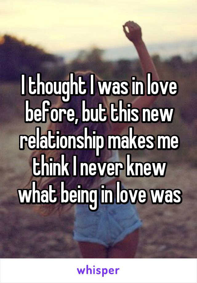 I thought I was in love before, but this new relationship makes me think I never knew what being in love was