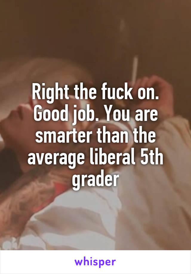 Right the fuck on. Good job. You are smarter than the average liberal 5th grader