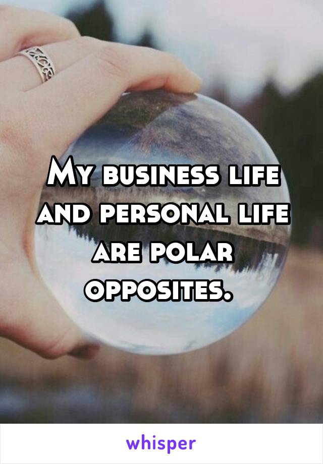 My business life and personal life are polar opposites. 