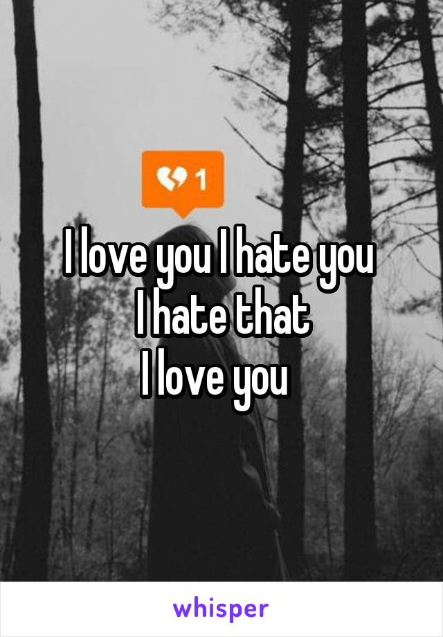 I love you I hate you 
I hate that
I love you  