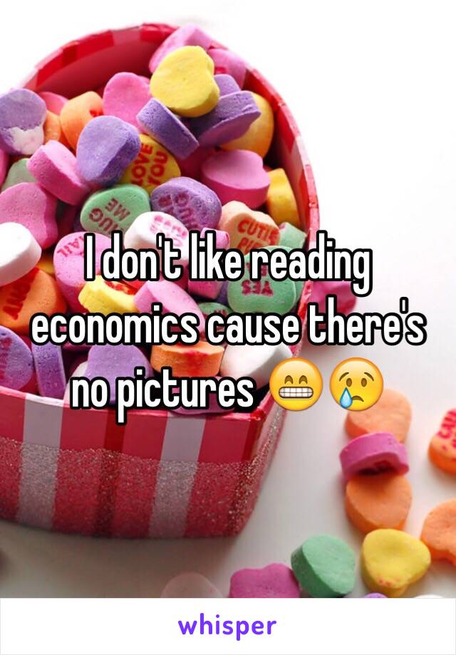 I don't like reading economics cause there's no pictures 😁😢