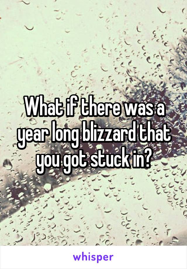 What if there was a year long blizzard that you got stuck in?