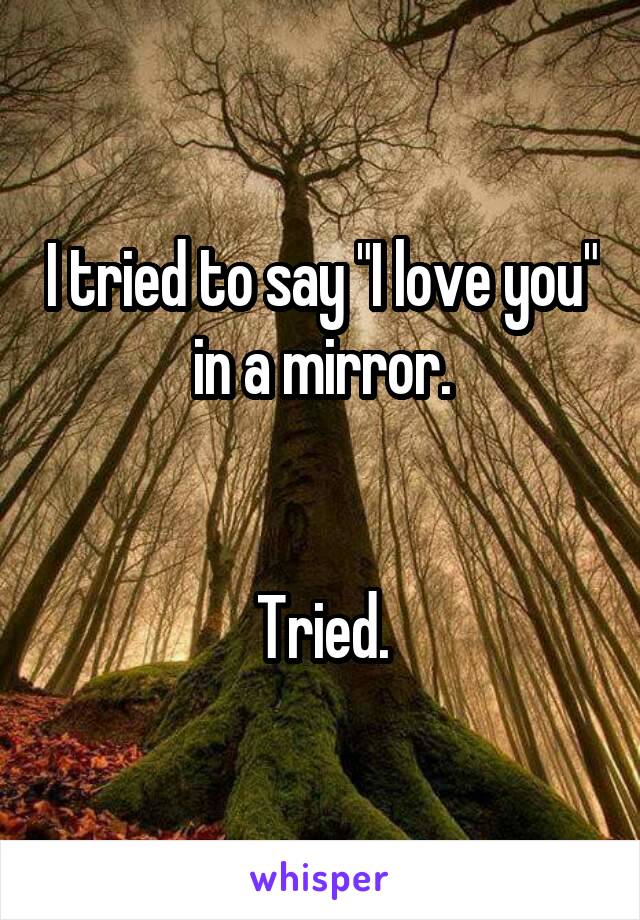 I tried to say "I love you" in a mirror.


Tried.