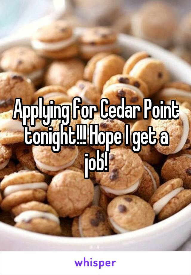 Applying for Cedar Point tonight!!! Hope I get a job!