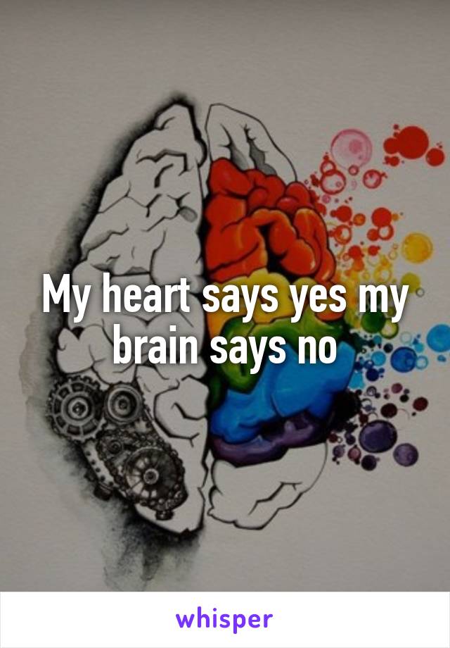 My heart says yes my brain says no